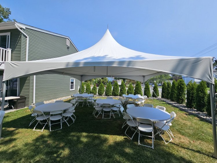 40 Guest 20x20 High Peak Tent Package With Round Tables